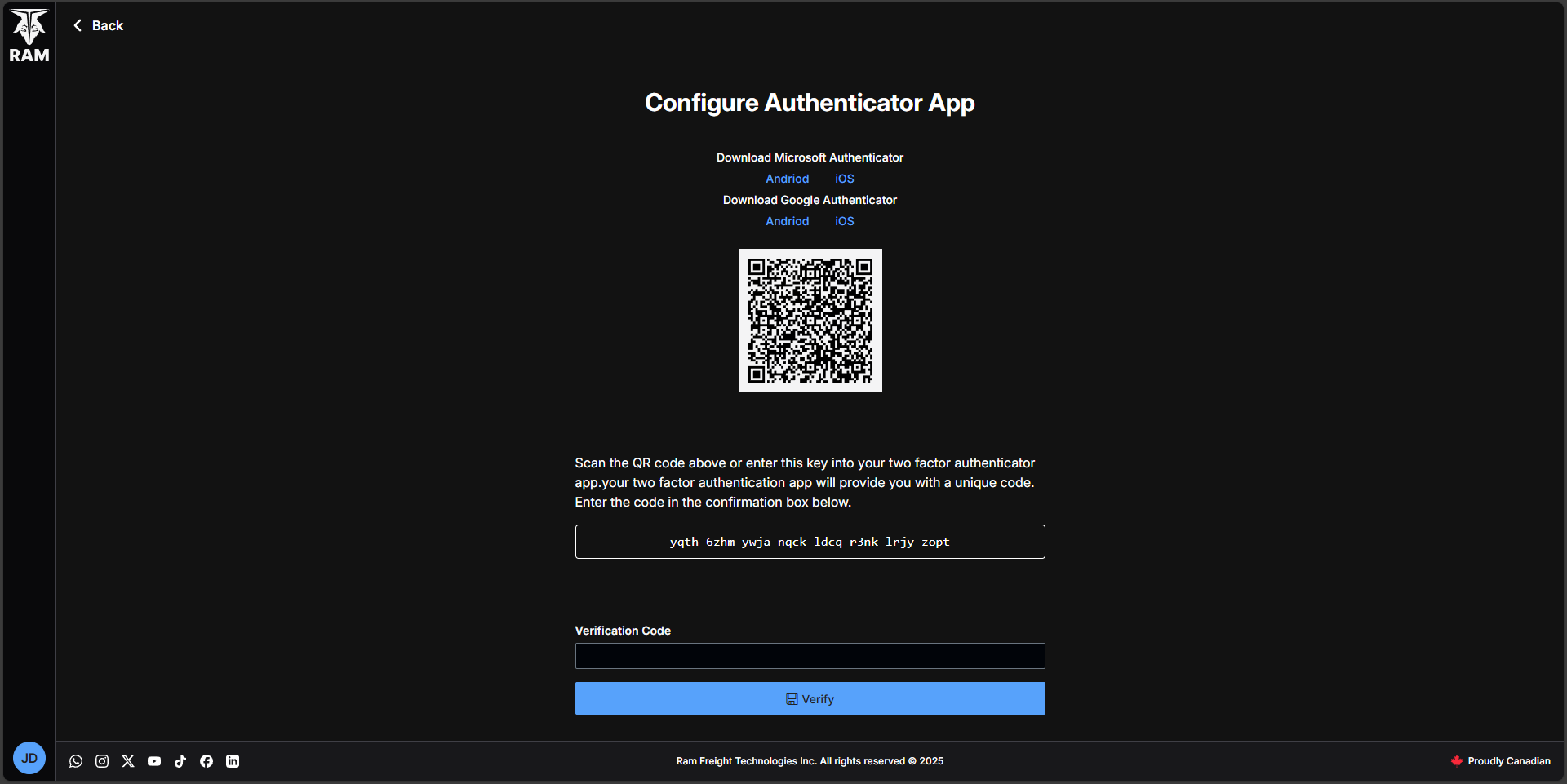 Authenticator App screenshot